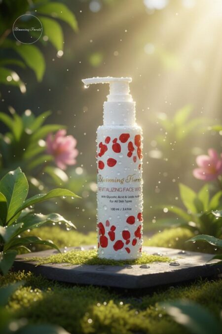 bloomingflorets revitalizing face wash with Glycolic Acid for gentle exfoliation and refreshed skin