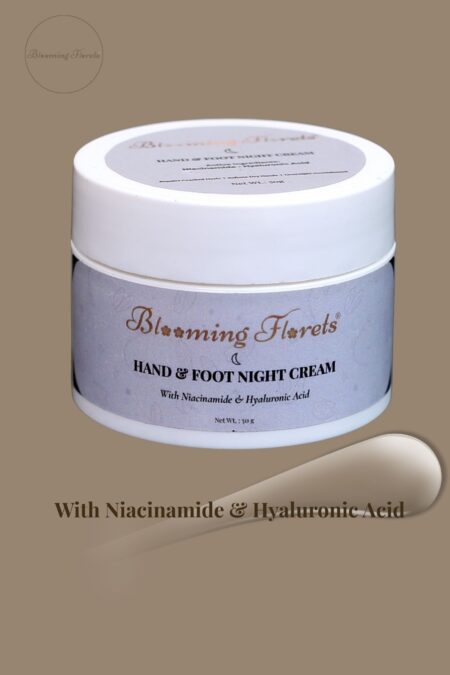 BloomingFlorets Hand & Foot Night Cream for dry hands and cracked feet with Niacinamide and Hyaluronic Acid