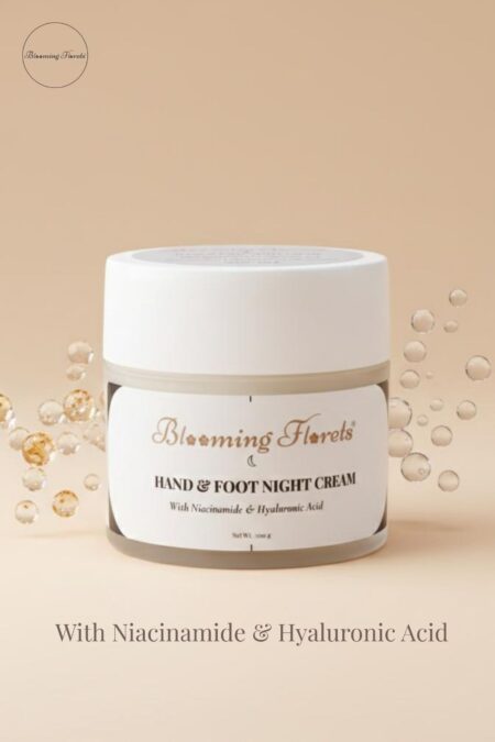 bloomingflorets Hand & Foot Night Cream for dry hands and cracked feet with Niacinamide and Hyaluronic Acid