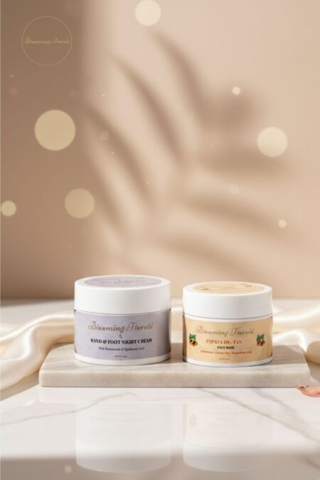 BloomingFlorets Glow Duo featuring Hand & Foot Night Cream and Papaya De-Tan Face Mask