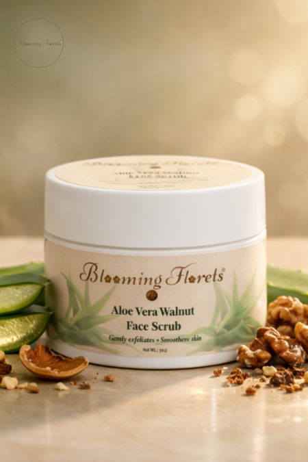 Aloe Vera Walnut Face Scrub by BloomingFlorets for gentle exfoliation and smooth radiant skin